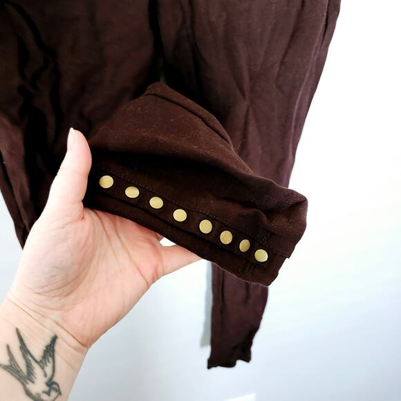Brown Leggings Gold Accent Detail - Picture 2 of 5